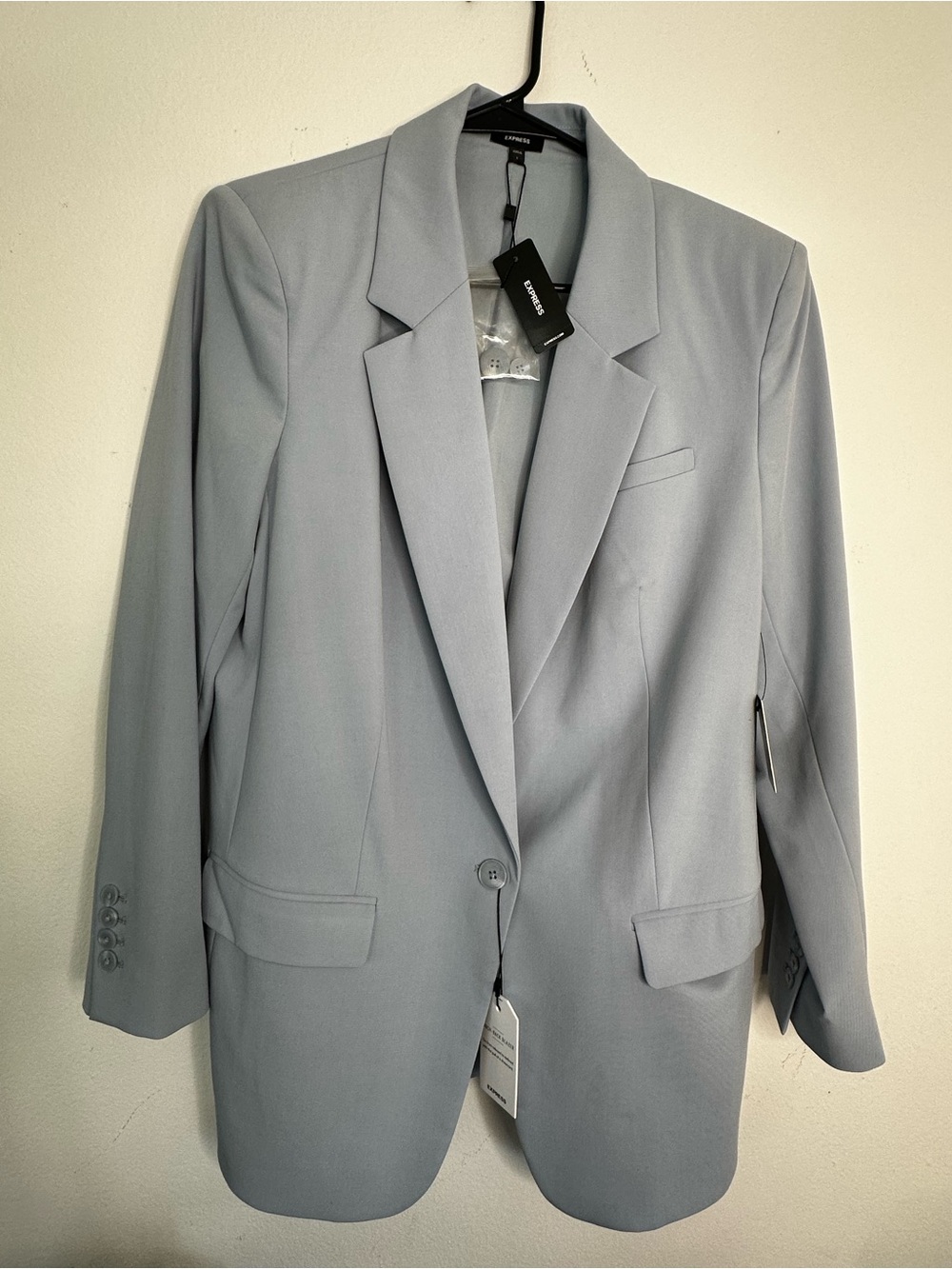 Express Light Gray Single-Button Women's Blazer